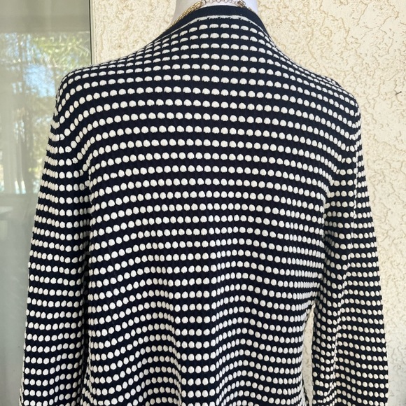 Ann Taylor Navy and White Dot Sweater size L - Picture 4 of 6
